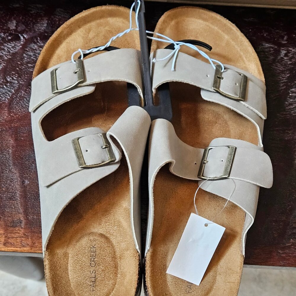 NWT Falls Creek Men's Double Strap Sandal, Taupe, Sz 13